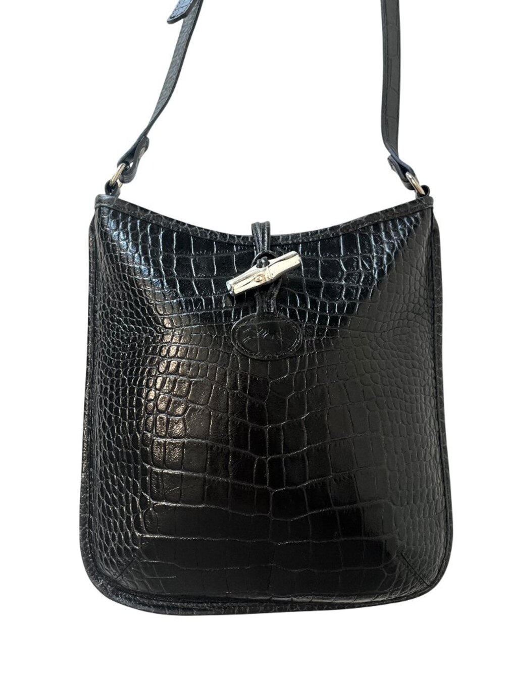 Like New | Sleek Longchamp Roseau Embossed Leather Crossbody | Made In France - Picture 3 of 13